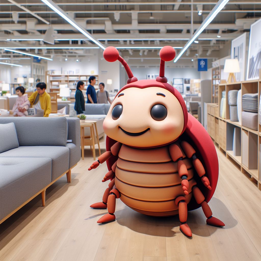 Ploșniță strecurându-se discret printre clienții unui magazin de mobilă din Capitală